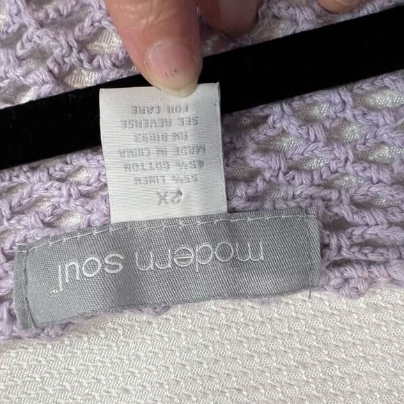 Modern Soul Lavender Loose Crochet Knit Button Up Cardigan Y2k - Picture 7 of 7